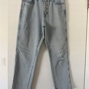 GAP Distressed Light Wash Straight-Leg Jeans